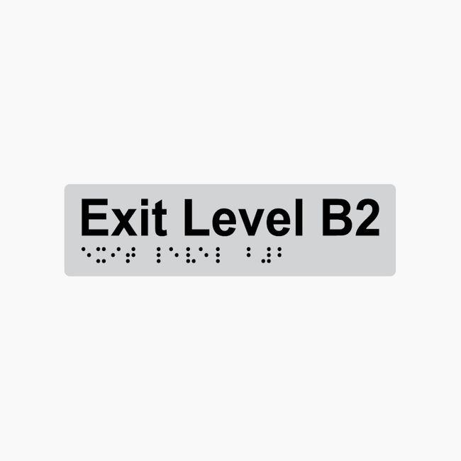 Exit Level B2 Braille Sign 180x50mm SLV #