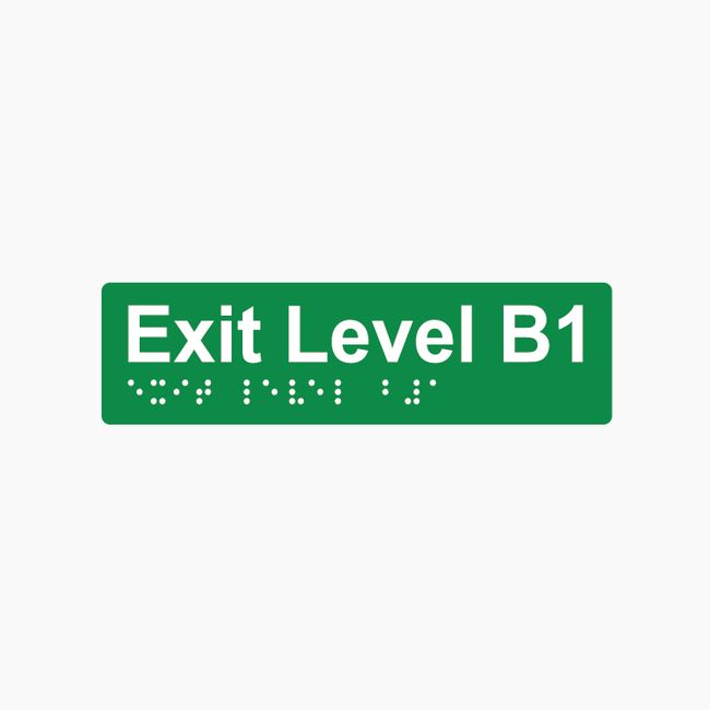 Exit Level B1 Braille Sign 180x50mm GRN #
