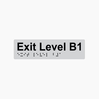 Exit Level B1 Braille Sign 180x50mm SLV #