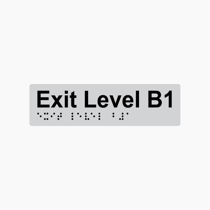 Exit Level B1 Braille Sign 180x50mm SLV #