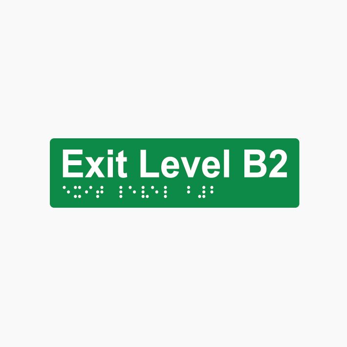 Exit Level B2 Braille Sign 180x50mm GRN #