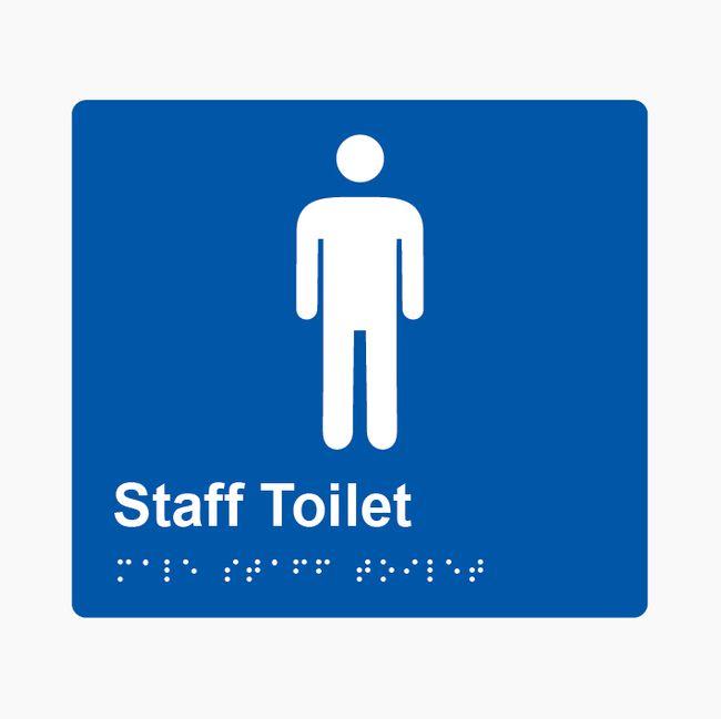 Male Staff Toilet Braille Sign 200x180mm BLU #