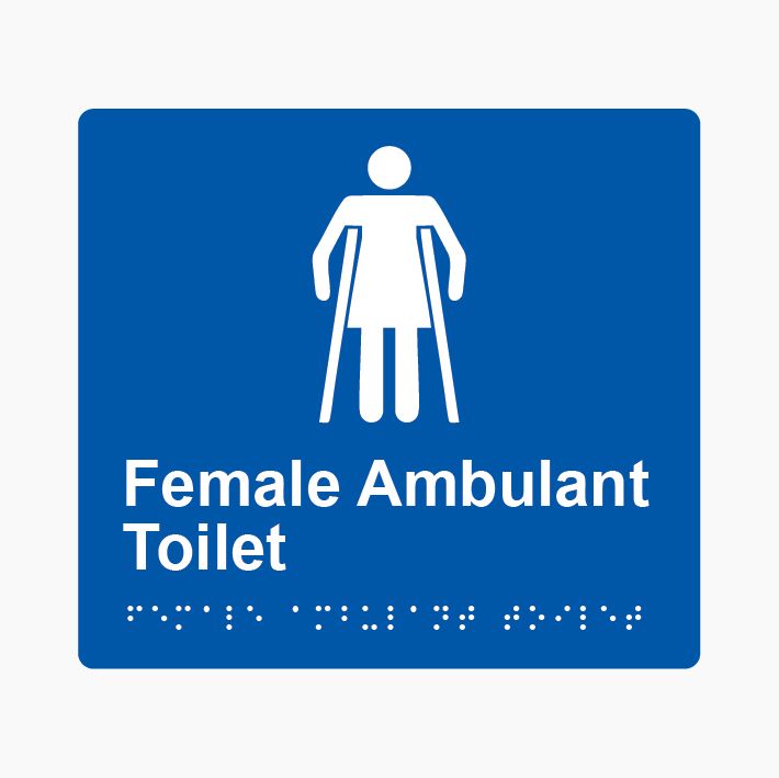 Female Ambulant Toilet Braille Sign 200x180mm BLU