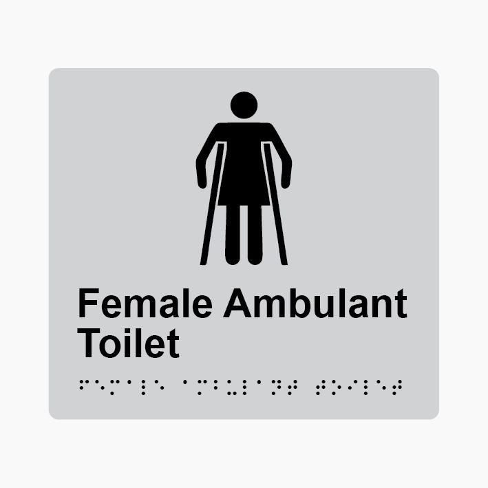 Female Ambulant Toilet Braille Sign 200x180mm SLV