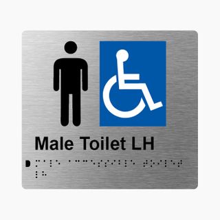 Male Accessible Toilet LH Braille Sign 200x180mm SSS #