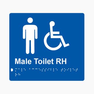 Male Accessible Toilet RH Braille Sign 200x180mm BLU #