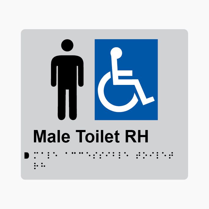Male Accessible Toilet RH Braille Sign 200x180mm SLV #