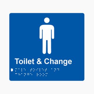Male Toilet & Change Room Braille Sign 200x180mm BLU #