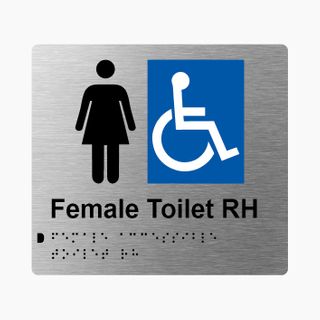 Female Accessible Toilet RH Braille Sign 200x180mm SSS #