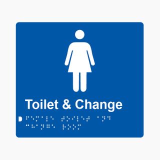 Female Toilet & Change Room Braille Sign 200x180mm BLU #