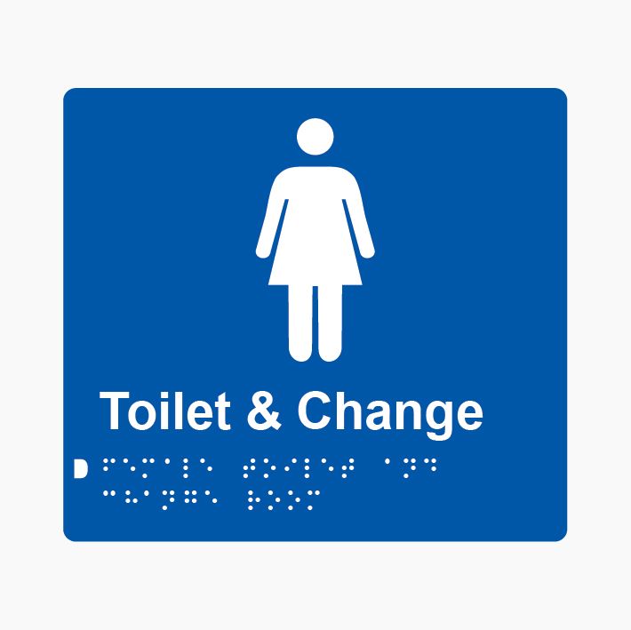 Female Toilet & Change Room Braille Sign 200x180mm BLU #