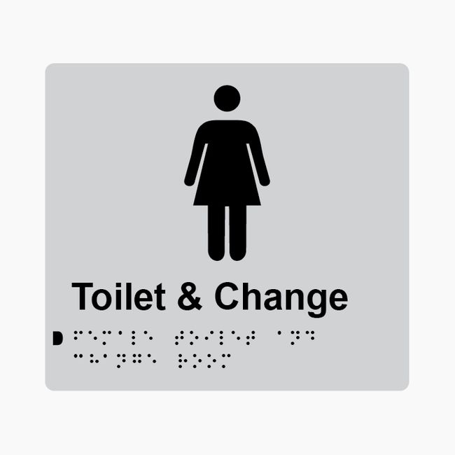 Female Toilet & Change Room Braille Sign 200x180mm SLV #