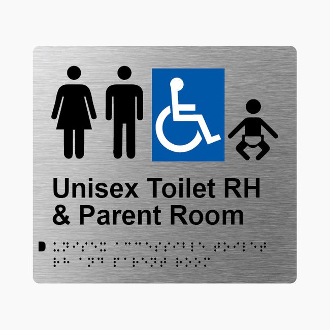 Unisex Accessible Toilet RH & Parent Room Braille Sign 200x180mm SSS #