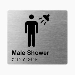 Male Shower Braille Sign 200x180mm SSS #