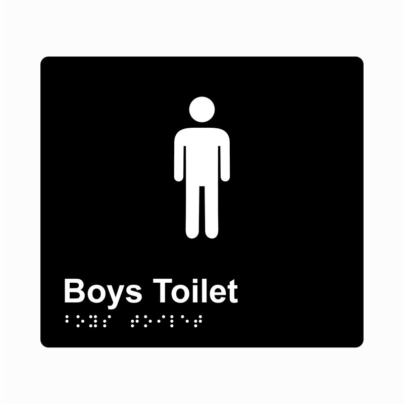 Boys Toilet Braille Sign 200x180mm BLK #
