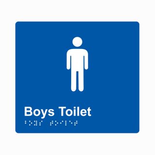 Boys Toilet Braille Sign 200x180mm BLU #