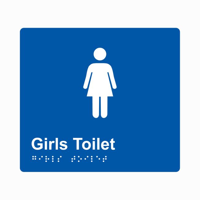 Girls Toilet Braille Sign 200x180mm BLU #