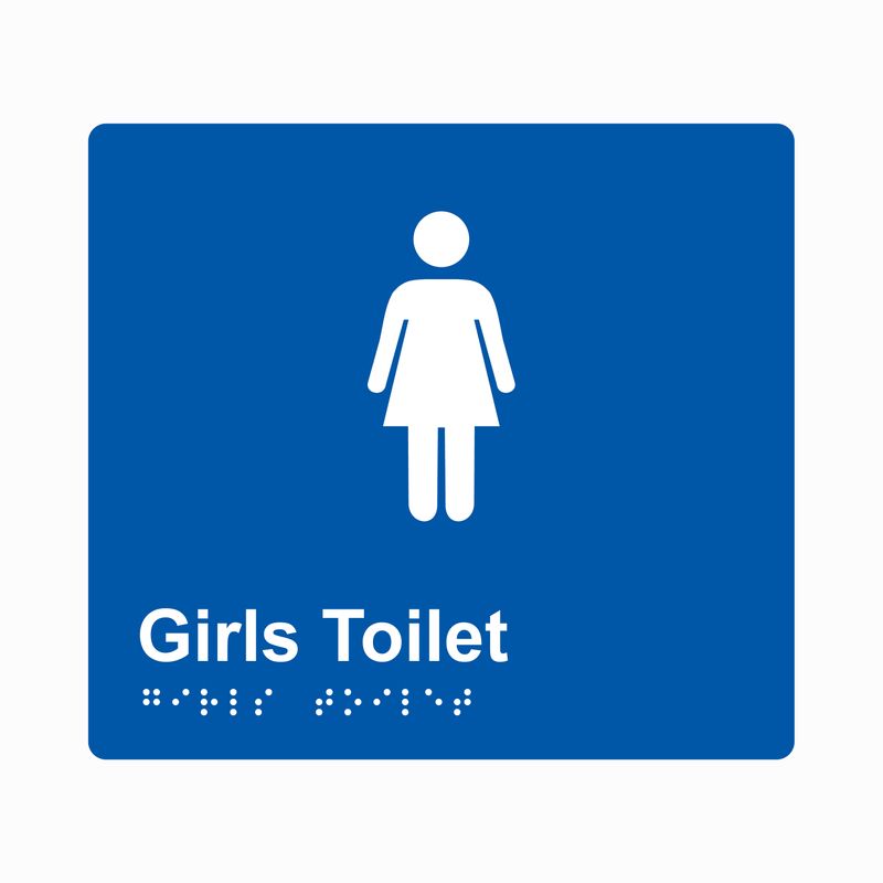 Girls Toilet Braille Sign 200x180mm BLU #