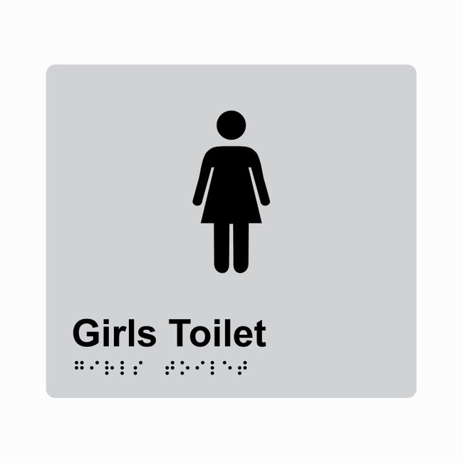 Girls Toilet Braille Sign 200x180mm SLV #