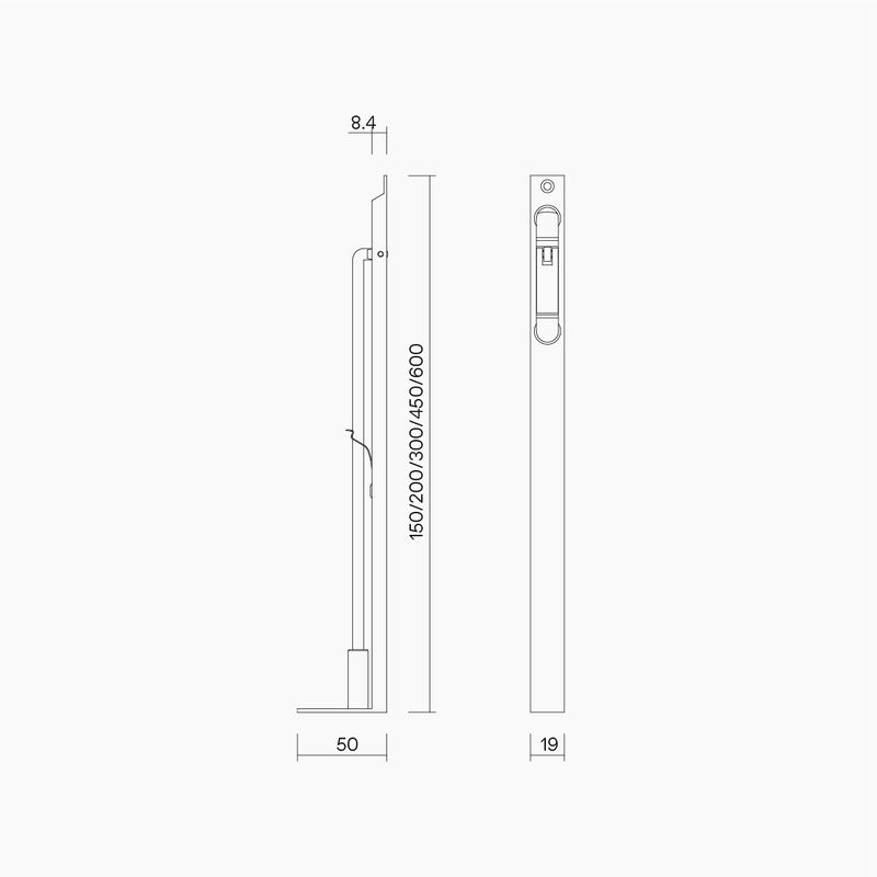 Flush Bolt Timber Doors 300mm BLK