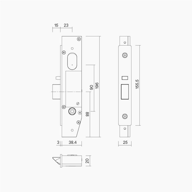 Multifunction Mortice Lock 23mm Backset BLK