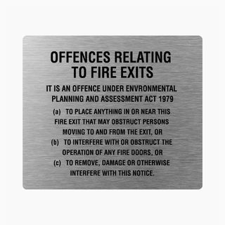 Offences Relating to Fire Exits Sign 200x180mm SSS