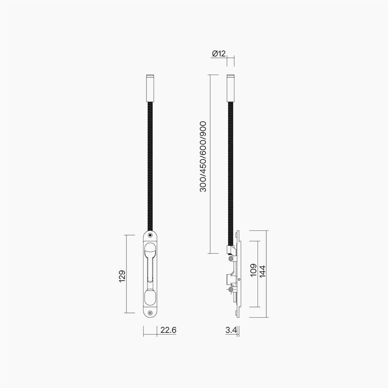 Flush Bolt Aluminum Doors 300mm BLK