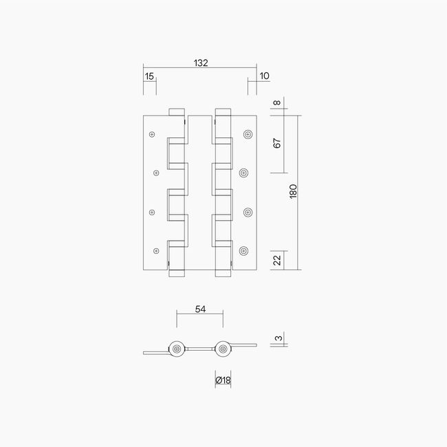 Double Action Hinge 180x133x3mm SSS (To suit 37mm door)