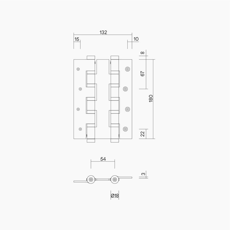 Double Action Hinge 180x133x3mm SSS (To suit 37mm door)