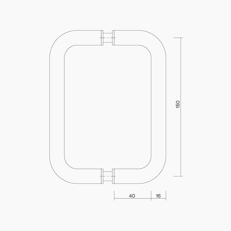 D Pull Handle 150 x 16mm MBLK