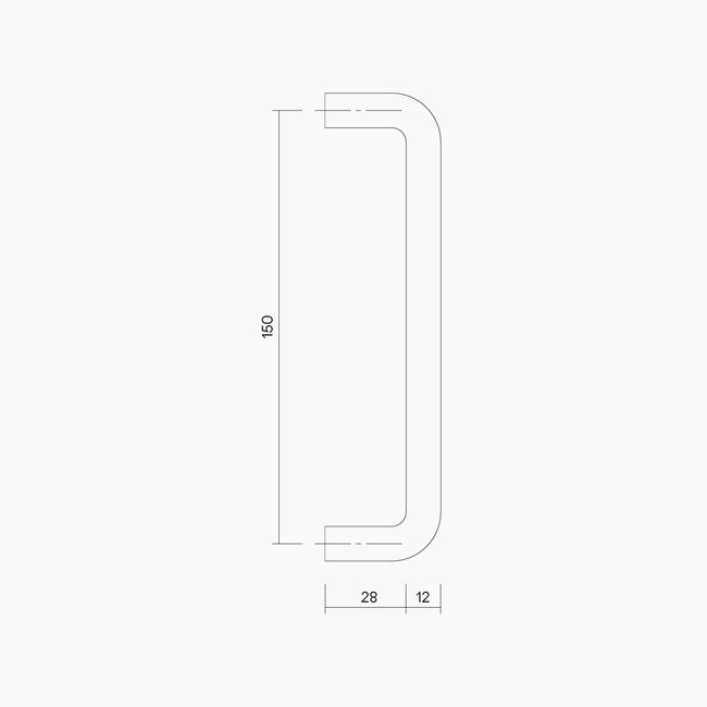 D-Pull Handle 150 x 12mm MBLK