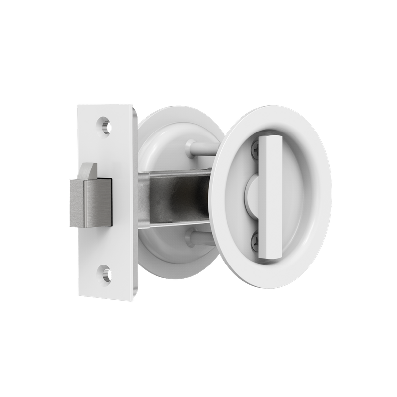 Round Sliding Door Privacy Lock WHT