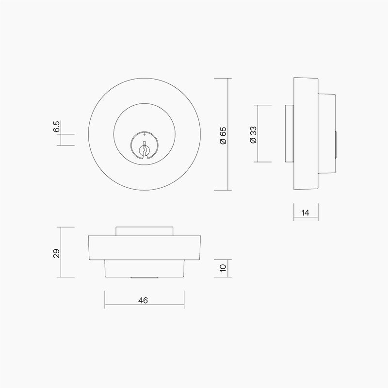 Round Deadbolt Double Cylinder MBLK