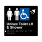 L1043 Unisex Accessible Toilet LH & Shower Braille Sign 200x180mm