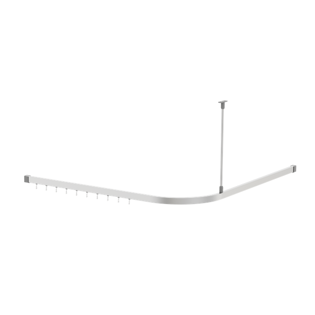 P1200 Shower Curtain Track with Hooks & Ceiling Support