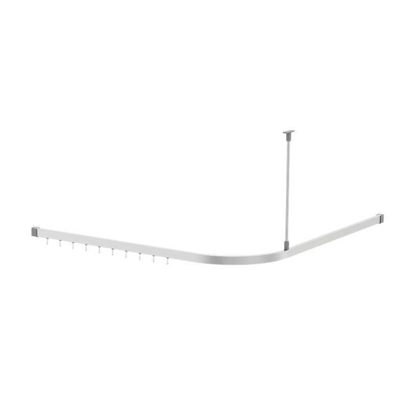 P1200 Shower Curtain Track with Hooks & Ceiling Support