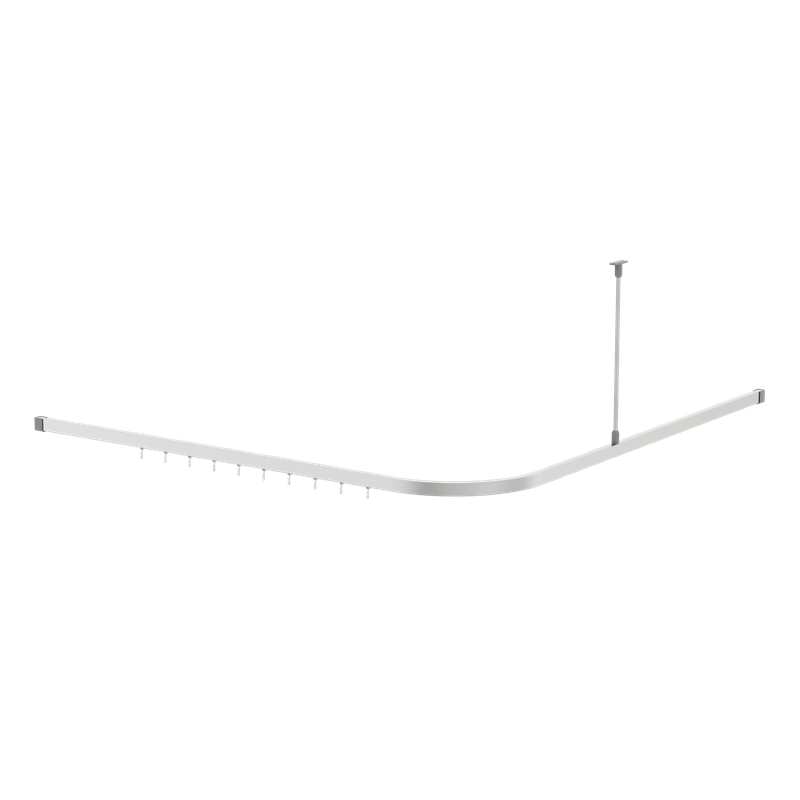P1200 Shower Curtain Track with Hooks & Ceiling Support