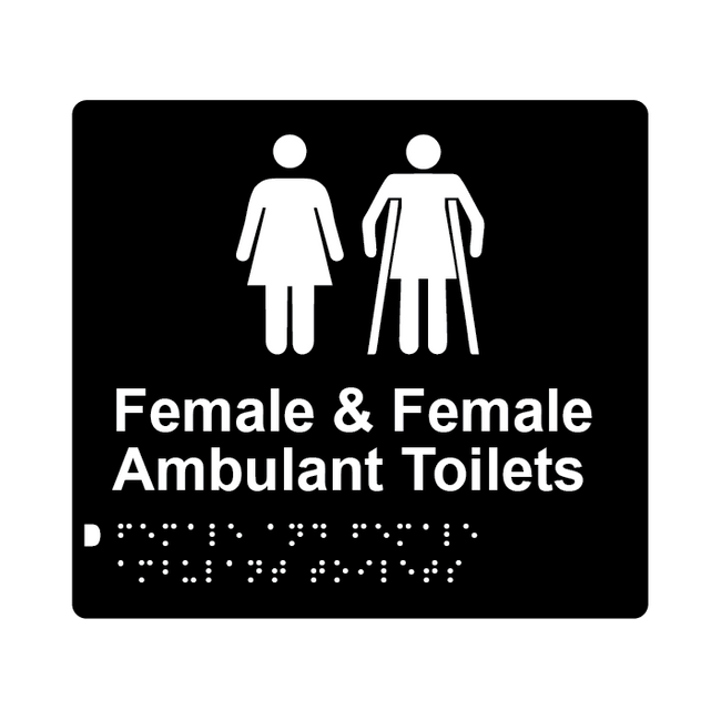 L1072 Female & Female Ambulant Toilets Braille Sign 200x180mm