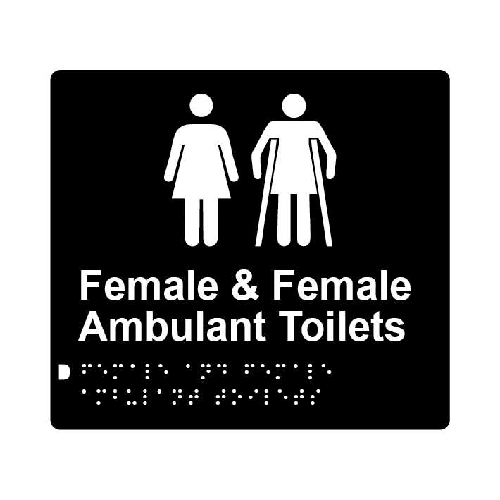 L1072 Female & Female Ambulant Toilets Braille Sign 200x180mm