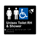 L1046 Unisex Accessible Toilet RH & Shower Braille Sign 200x180mm