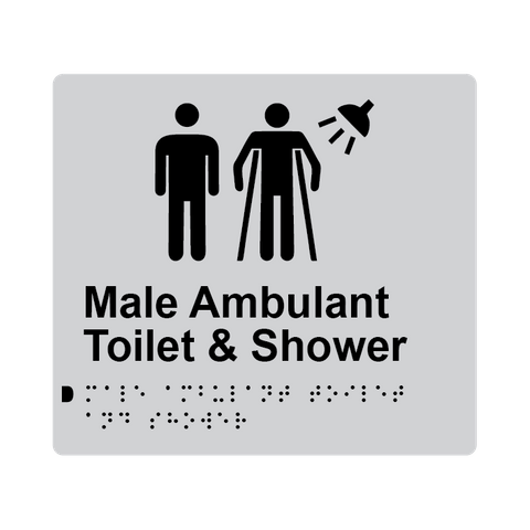L1056 Male Ambulant Toilet & Shower Braille Sign 200x180mm