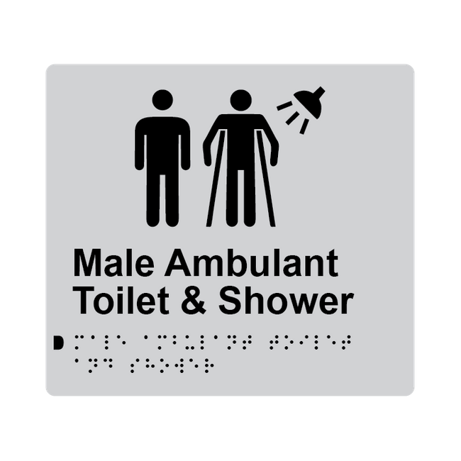 L1056 Male Ambulant Toilet & Shower Braille Sign 200x180mm