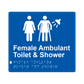 L1057 Female Ambulant Toilet & Shower Braille Sign 200x180mm BLK
