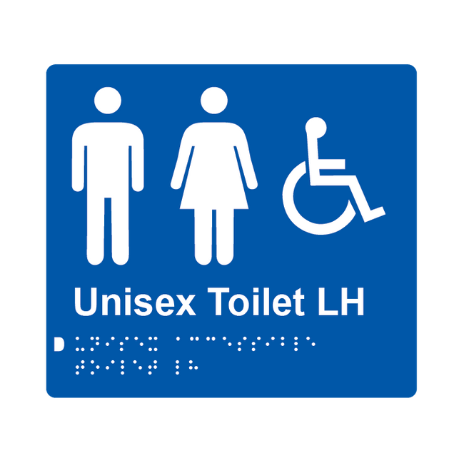 L1011 Unisex Accessible Toilet LH Braille Sign 200x180mm
