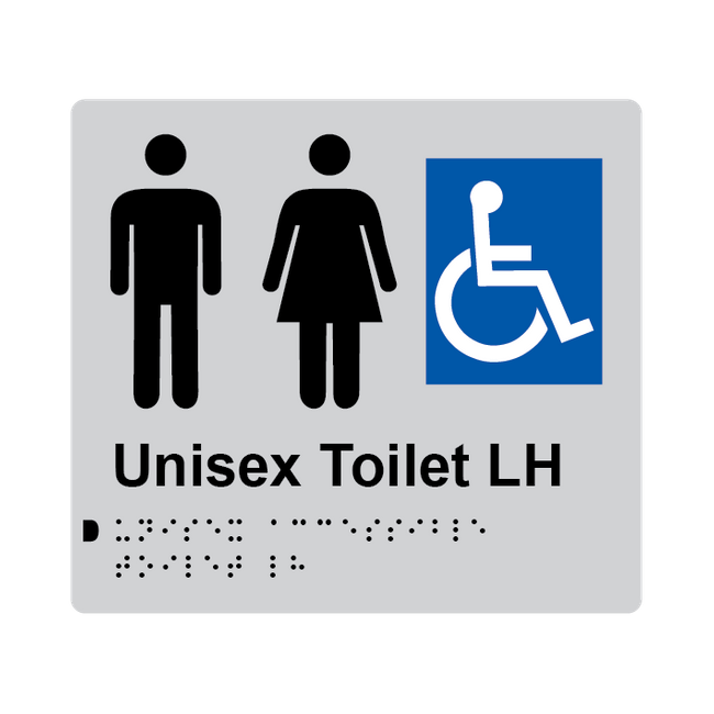 L1011 Unisex Accessible Toilet LH Braille Sign 200x180mm