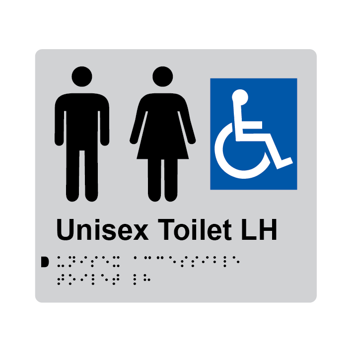 L1011 Unisex Accessible Toilet LH Braille Sign 200x180mm