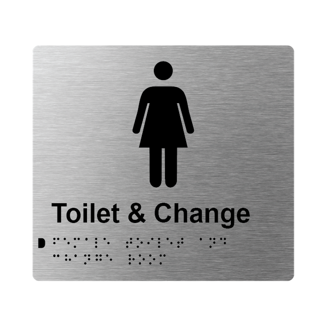 L1023 Female Toilet & Change Room Braille Sign 200x180mm