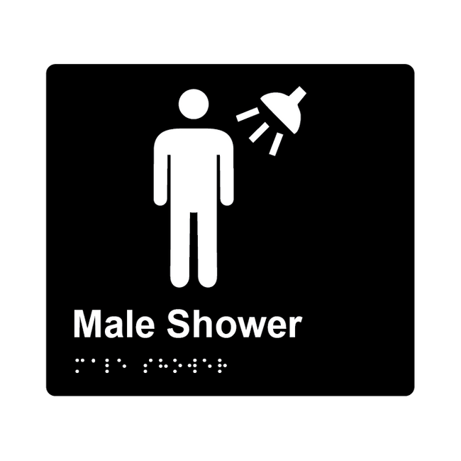 L1034 Male Shower Braille Sign 200x180mm