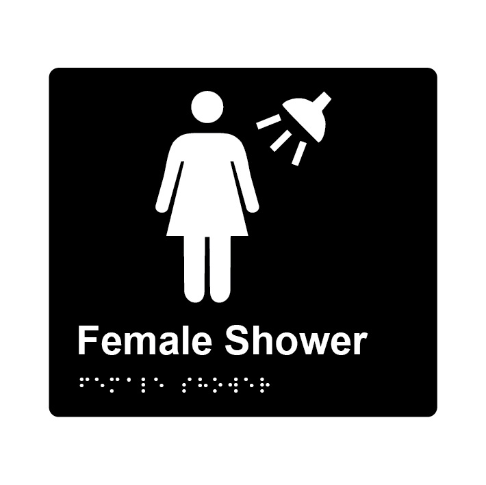 L1035 Female Shower Braille Sign 200x180mm