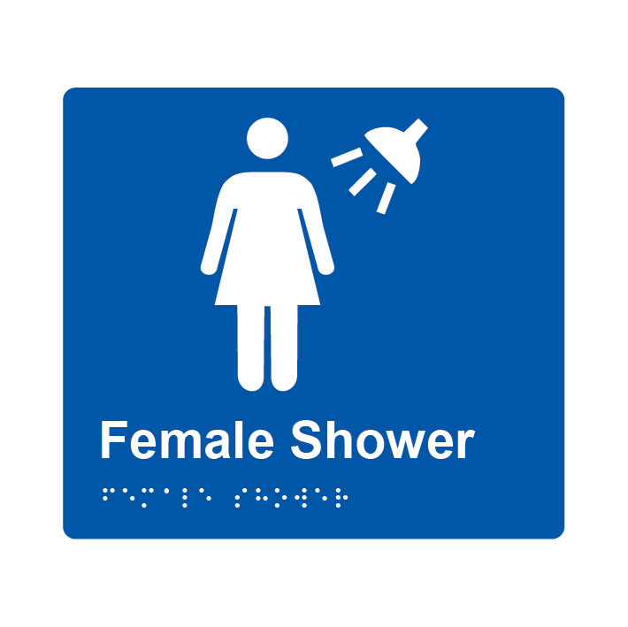 L1035 Female Shower Braille Sign 200x180mm